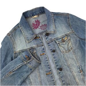 Hollister Women’s Blue Denim Jean Jacket Size M Medium Button Front Y2K Boho